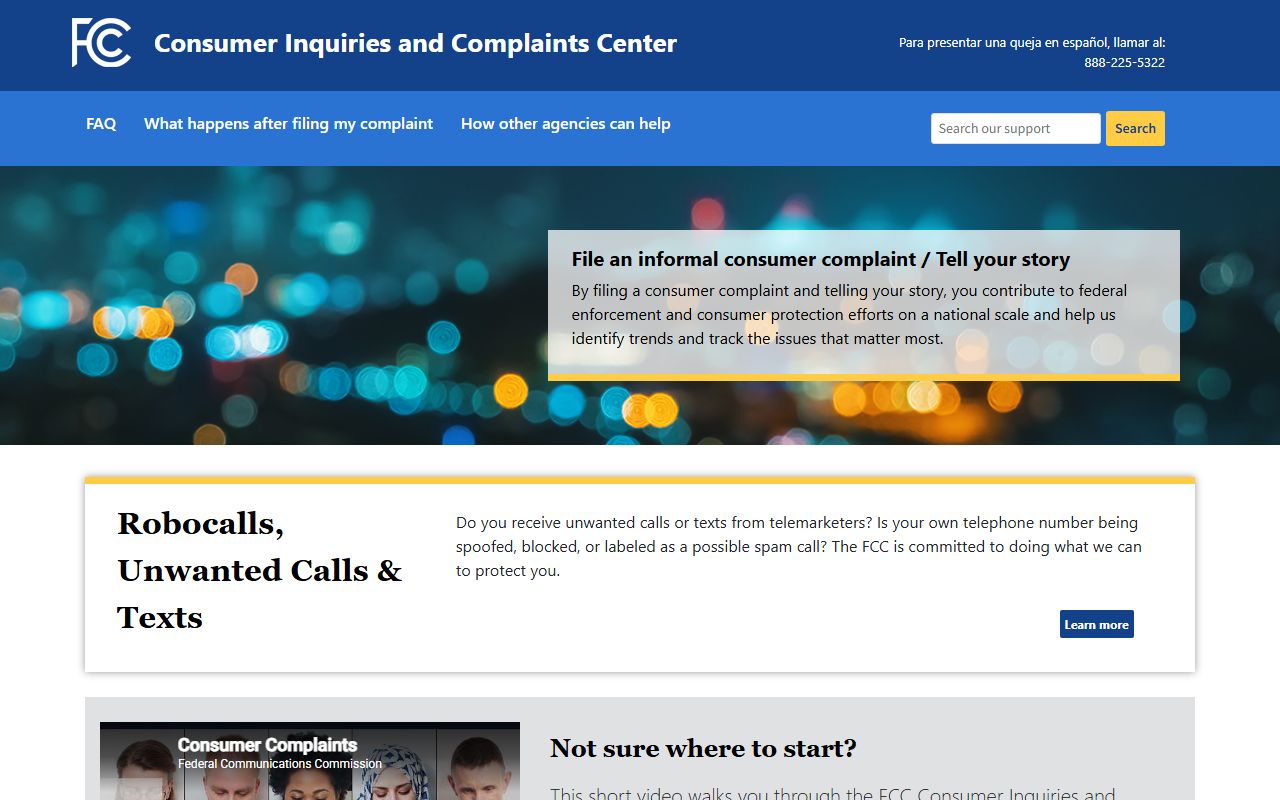 Holly Springs phone codes FCC consumer complaint center
